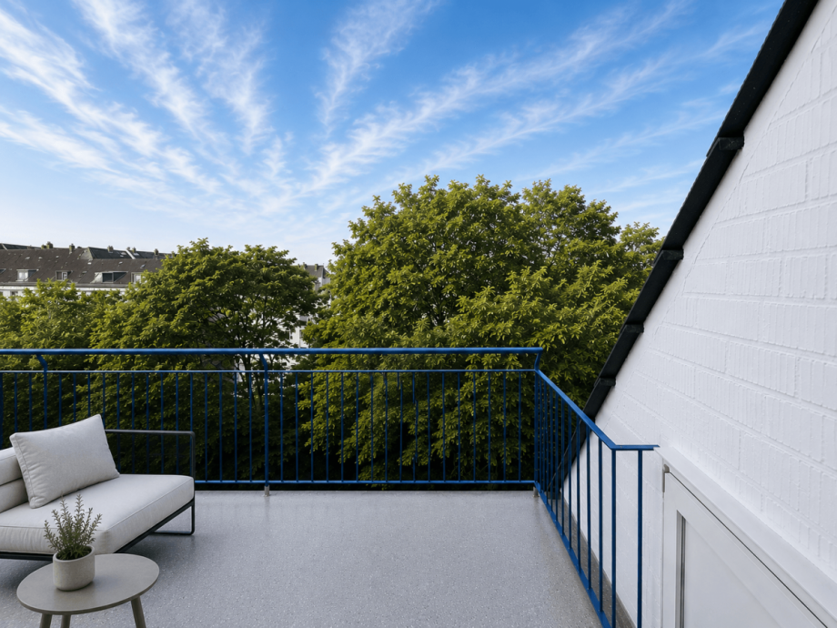 Balkon (virtuell m�bliert) Etagenwohnung D�sseldorf