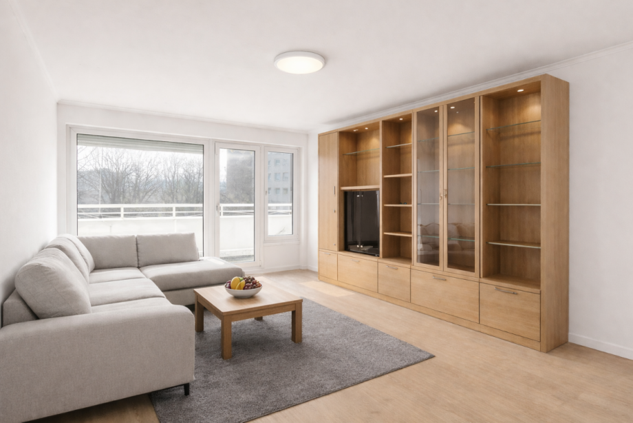 Wohnzimmer zum Balkon Etagenwohnung Ratingen