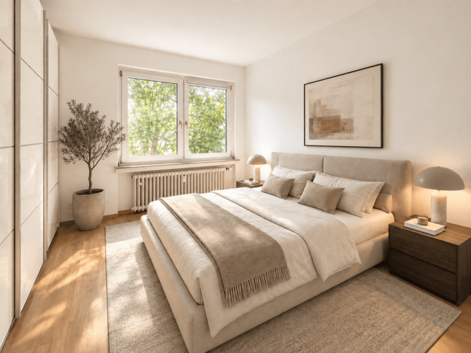 Schlafzimmer (virtuell mort) Etagenwohnung D�sseldorf