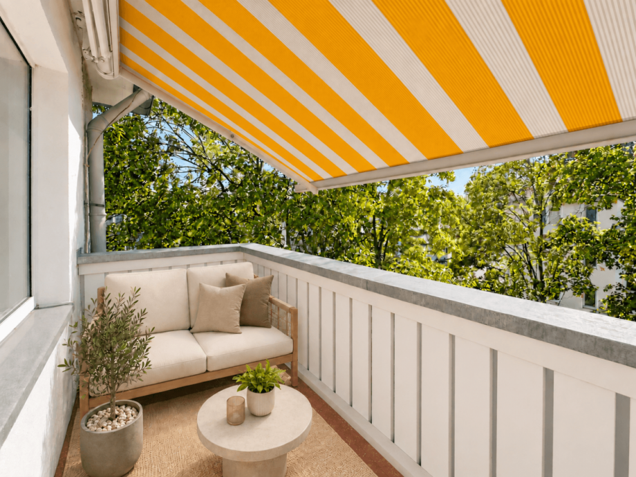 Balkon mit manueller Markise (virtuell mort) Etagenwohnung D�sseldorf