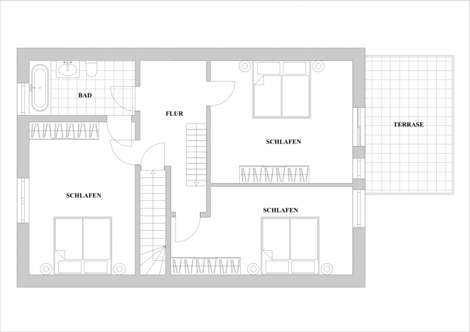 Grundriss Obergeschoss Einfamilienhaus D�sseldorf