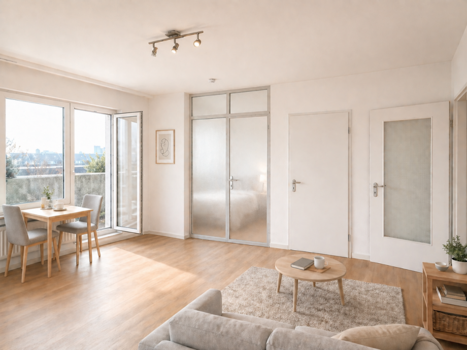 Abtrennung Schlafbereich - Glastu Dachgeschosswohnung D�sseldorf