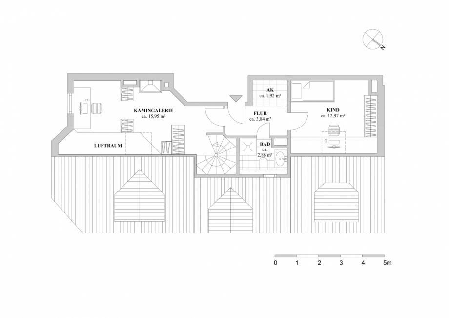Grundriss-obere Etage Maisonettewohnung D�sseldorf