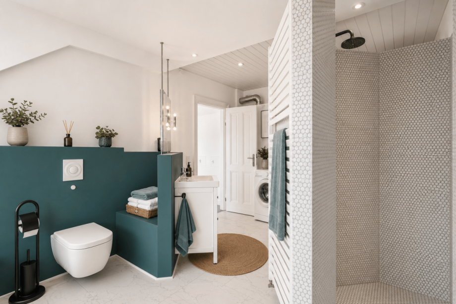 Modernes Dusch- und Wannenbad Maisonettewohnung D�sseldorf