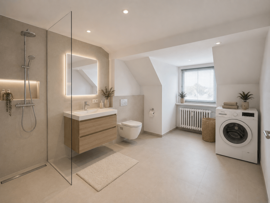 Badezimmer virtuell saniert Dachgeschosswohnung D�sseldorf