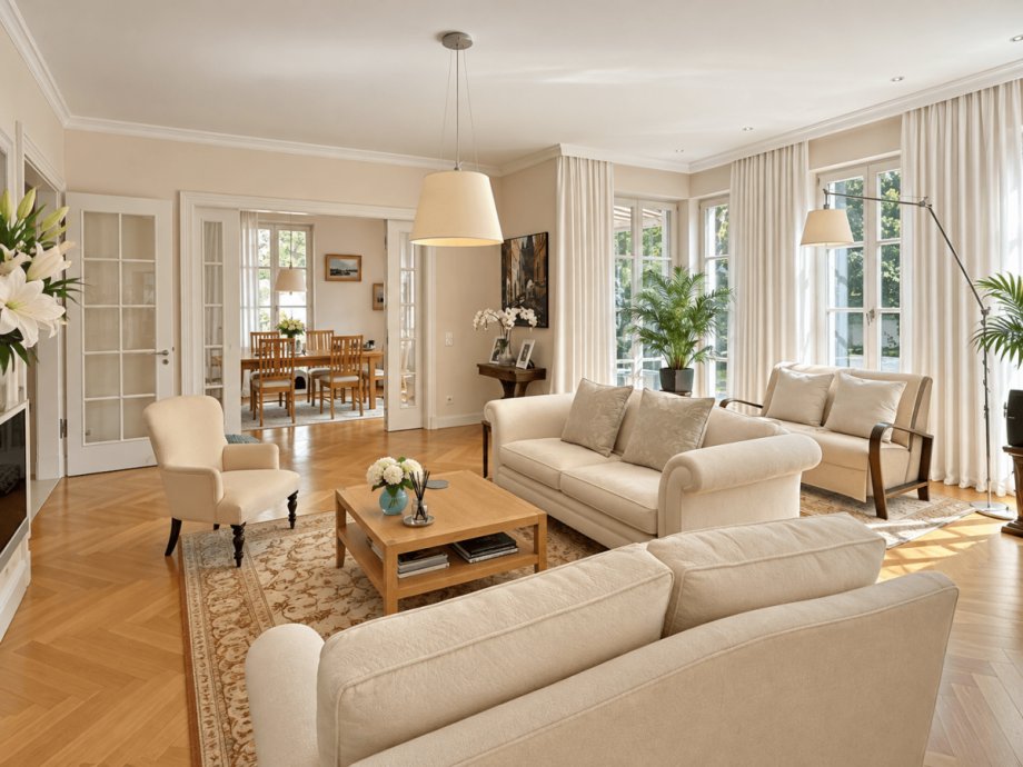 Wohnbereich zum Esszimmer Erdgeschosswohnung D�sseldorf