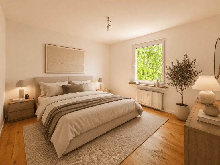Schlafzimmer (virtuell m�bliert) D�sseldorf - D�sseldorf - Friedrichstadt Etagenwohnung Urbanes Wohnen in Bestlage - hochwertig sanierter Erstbezug am F�rstenplatz