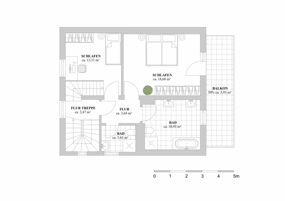 Grundriss 1. Obergeschoss Einfamilienhaus D�sseldorf