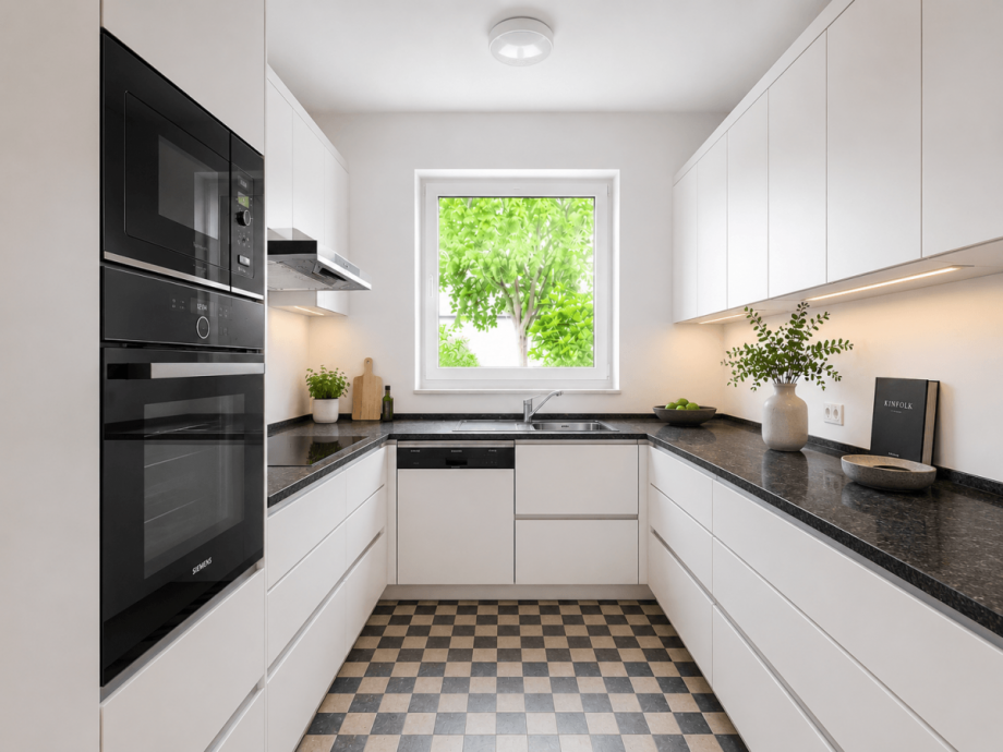 K�che (virtuell m�bliert) Etagenwohnung D�sseldorf