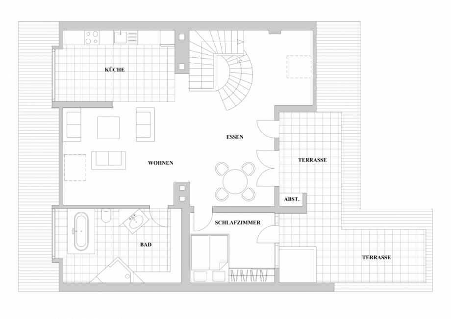 Grundriss 4.OG / Hauptwohnung Maisonettewohnung D�sseldorf
