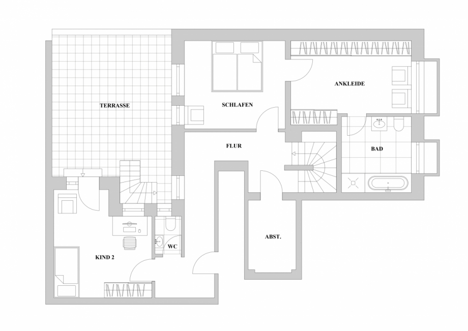 Grundriss untere Ebene Wohnung D�sseldorf