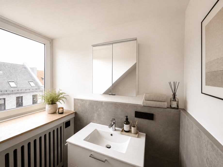 Badezimmer (virtuell m�bliert) Etagenwohnung D�sseldorf