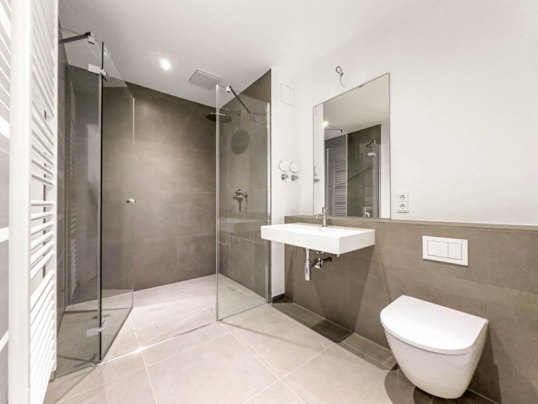 Bathroom D�sseldorf Terrassenwohnung Newly built, first-time occupancy: 2-room apartment in the Hinz&Kunz project