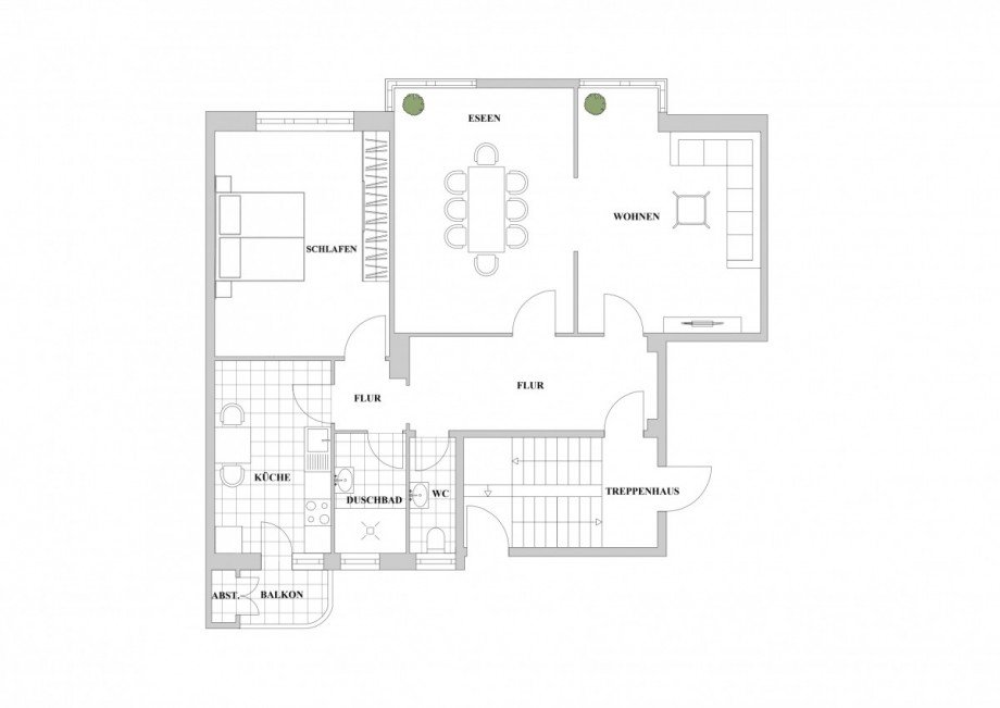 Grundriss - 1. OG re. Etagenwohnung D�sseldorf