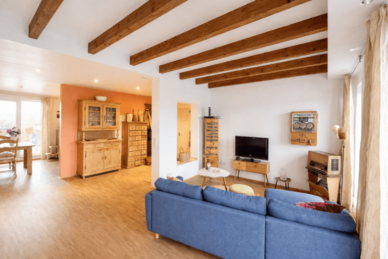 Wohnbereich Richtung Diele D�sseldorf Etagenwohnung �ber den D�chern von D�sseldorf-Unterbilk: Dachgeschosswohnung mit zwei Terrassen