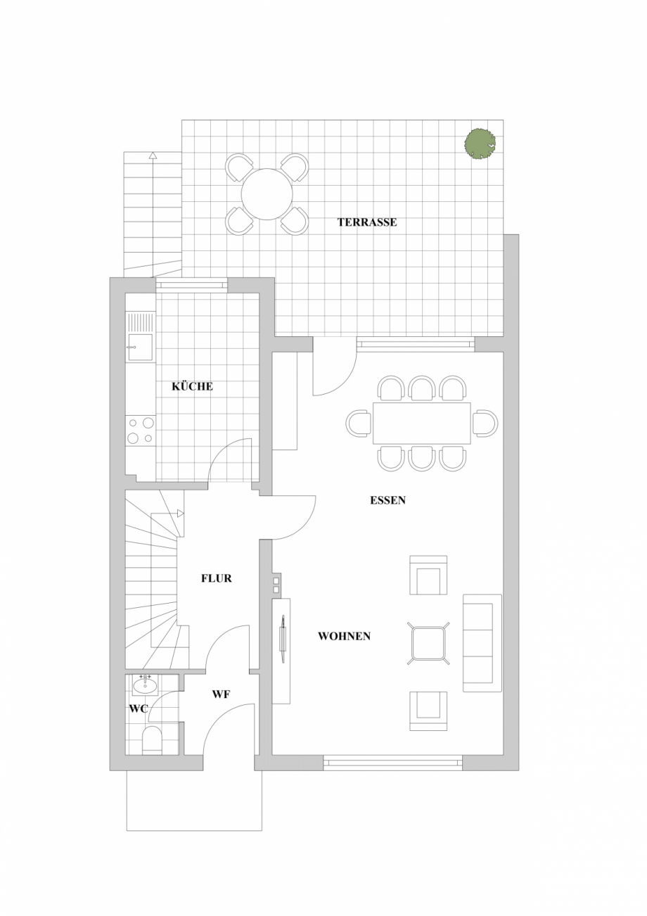 Erdgeschoss - B 29 Reihenmittelhaus D�sseldorf