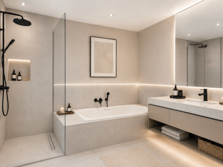 Masterbad - Renovierungsbeispiel Maisonettewohnung D�sseldorf
