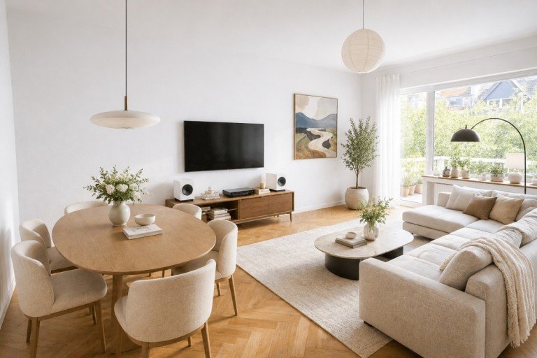 Wohnbereich mit Balkon D�sseldorf - D�sseldorf - D�sseltal Etagenwohnung Stilvoll & lichtverw�hnt - Frei werdende Altbauwohnung im Zooviertel mit Parkett & Balkon!