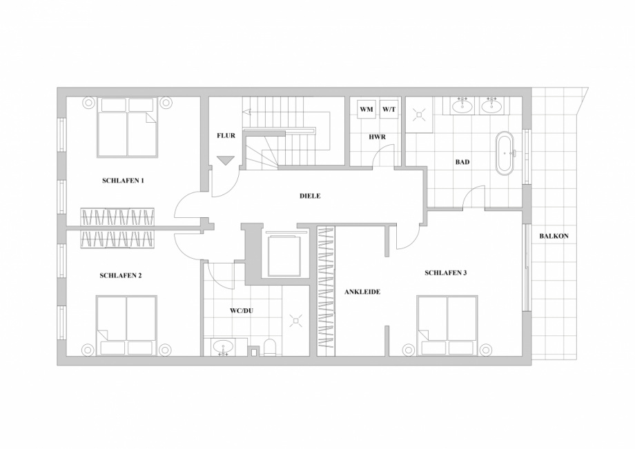 Grundriss 3. Obergeschoss Wohnung D�sseldorf