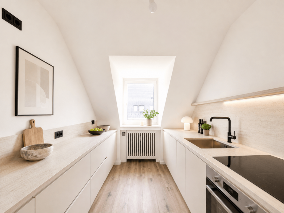 K�che (virtuell m�bliert) Etagenwohnung D�sseldorf