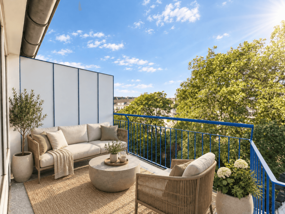Balkon (virtuell m�bliert) Etagenwohnung D�sseldorf