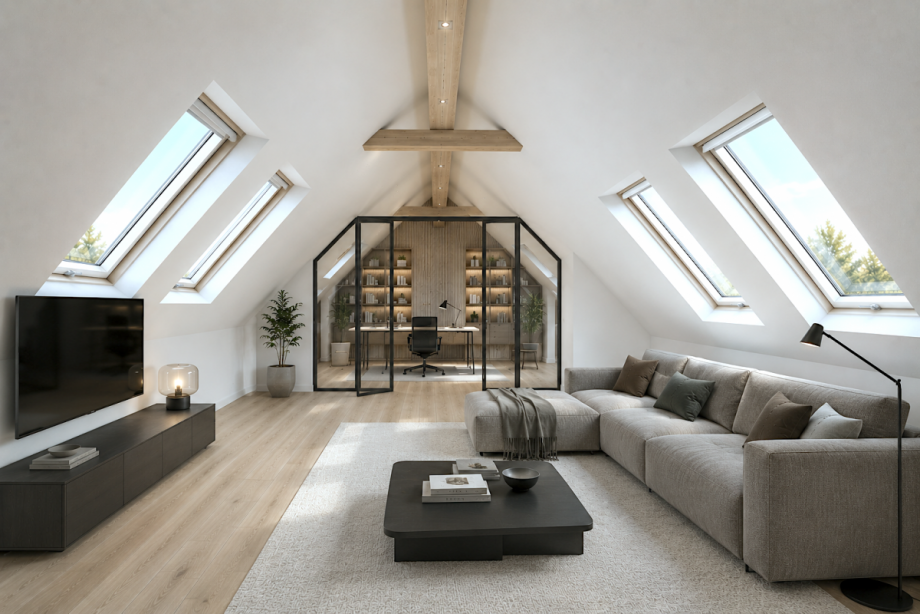 Visualisierung moher Ausbau Dachspitz Dachgeschosswohnung D�sseldorf