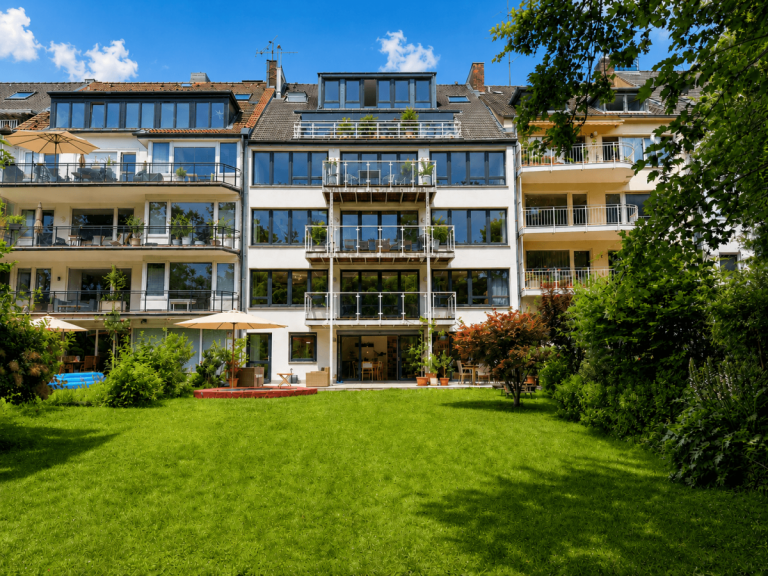 Gartenansicht D�sseldorf Maisonettewohnung Au�ergew�hnliche Duplexwohnung mit Privatgarten und Parkzugang im Herzen des Zooviertels