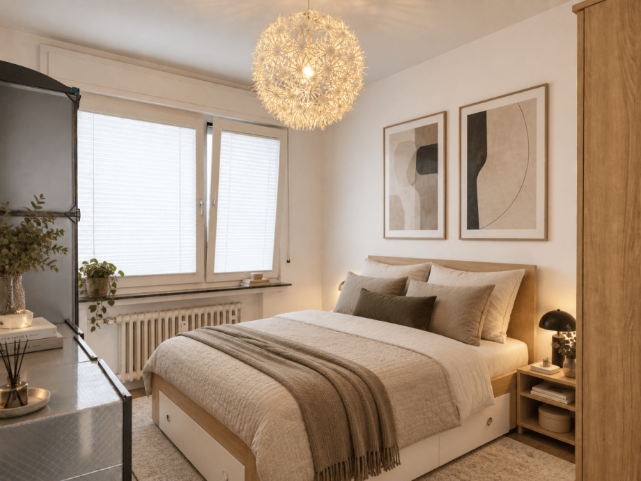 Schlafzimmer (virtuell m�bliert) Wohnung D�sseldorf