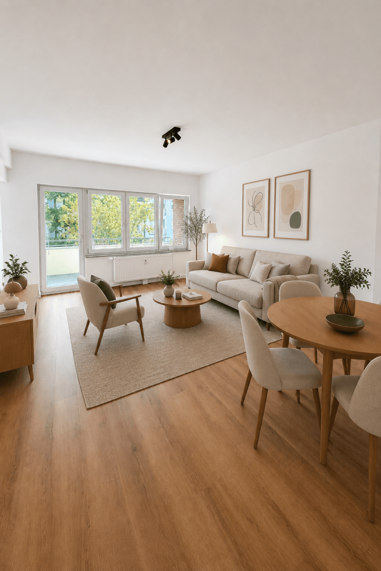Wohnen- / Essen D�sseldorf Etagenwohnung Erstbezug nach Sanierung: Wunderbar helle 2-Zimmer-Wohnung mit separater K�che und S�d-Balkon