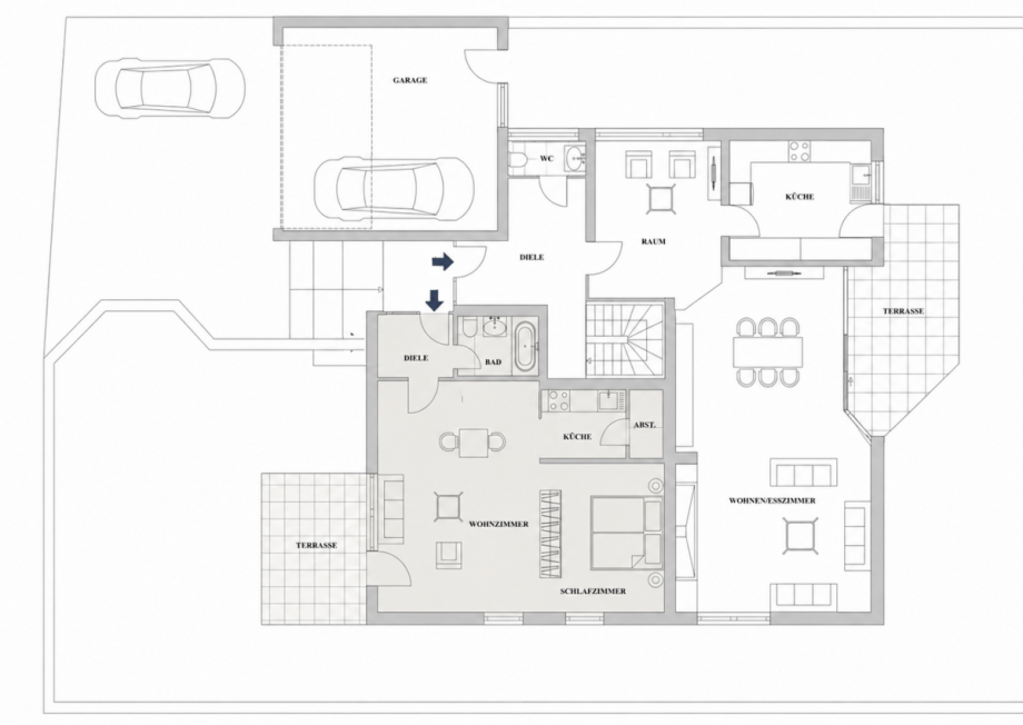 Erdgeschoss - Einliegerwohnung Einfamilienhaus D�sseldorf