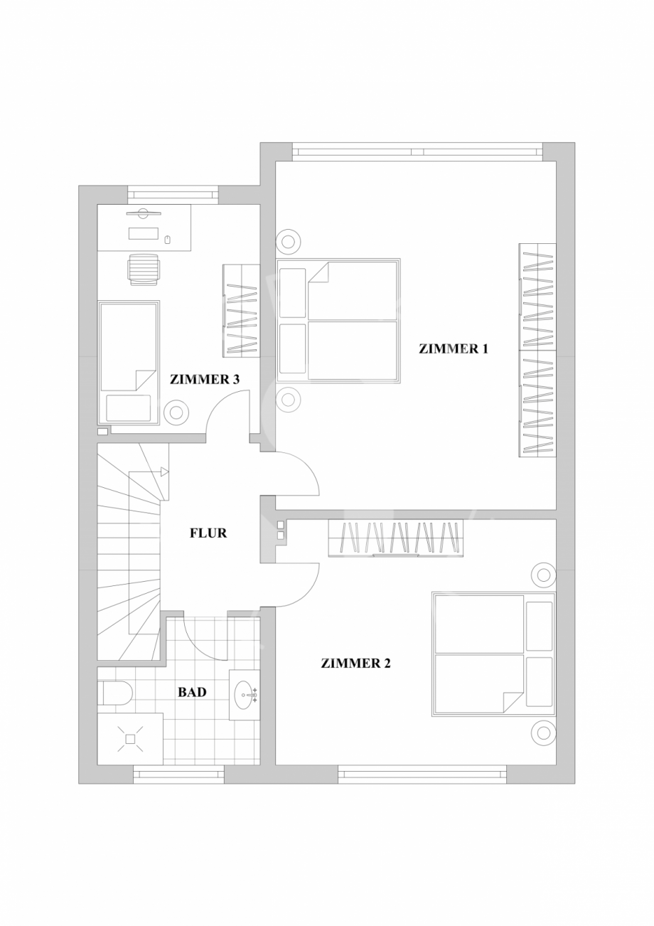 Obergeschoss -B 29 Reihenmittelhaus D�sseldorf