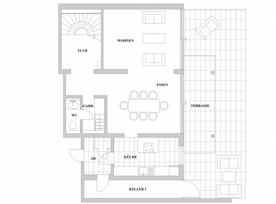 Gartengeschoss Maisonettewohnung D�sseldorf
