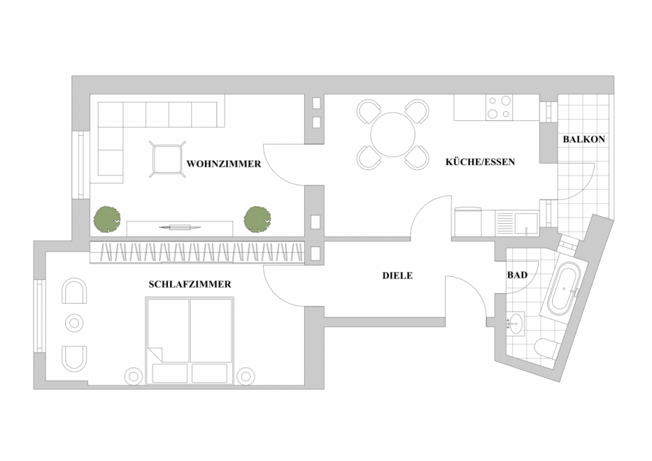 Grundriss Wohnung 1. OG Etagenwohnung D�sseldorf