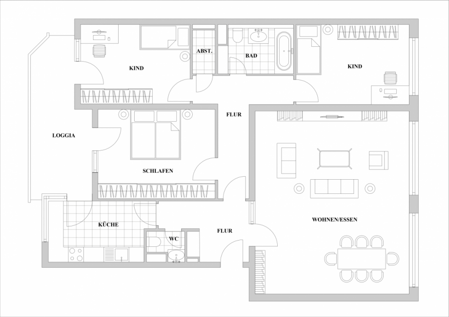 Grundriss 4. OG rechts Etagenwohnung D�sseldorf
