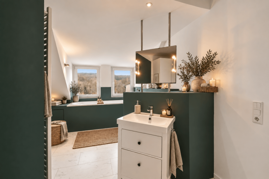 modernes Dusch- und Wannenbad Maisonettewohnung D�sseldorf