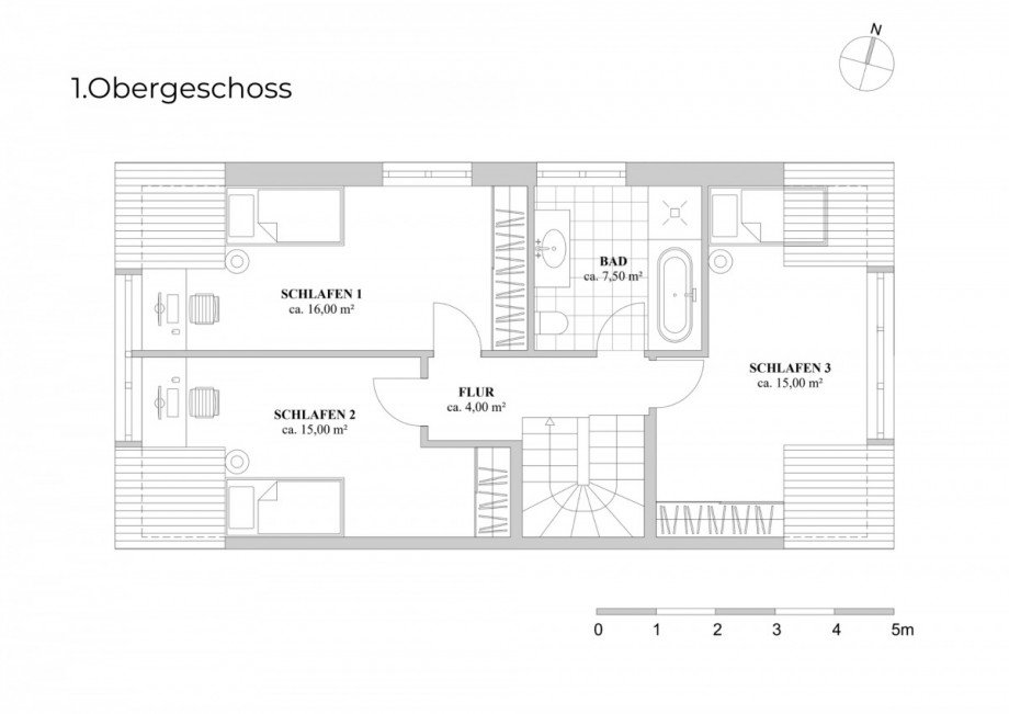 Grundriss 1. Obergeschoss Doppelhaush�lfte Kaarst