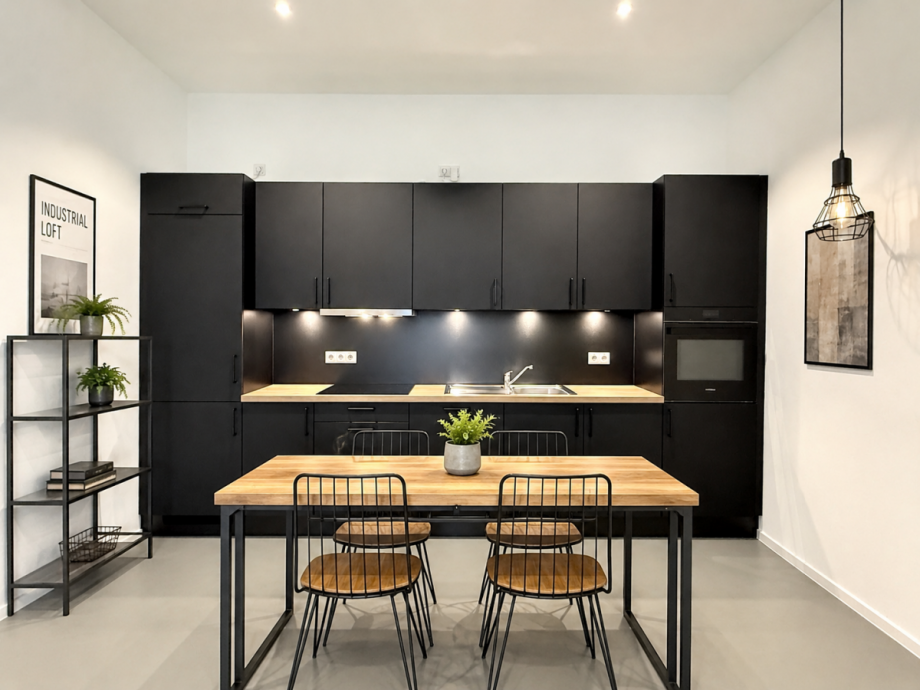 Wohnkubeispielhaft m�bliert Loft-Studio-Atelier D�sseldorf