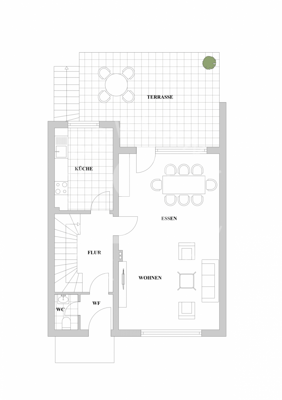Erdgeschoss - B 29 Reihenmittelhaus D�sseldorf
