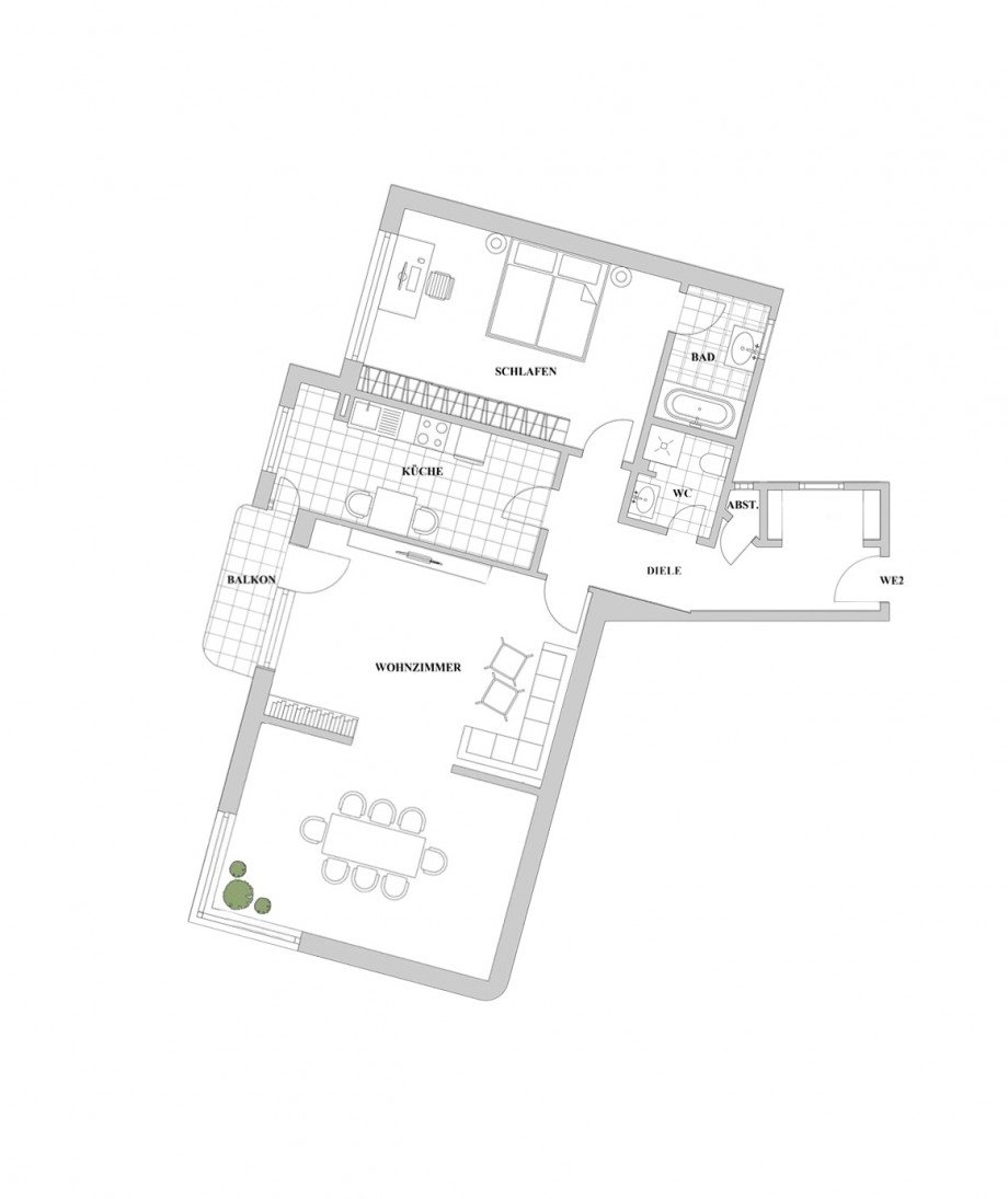 Grundriss (urspr�nglich) Etagenwohnung D�sseldorf