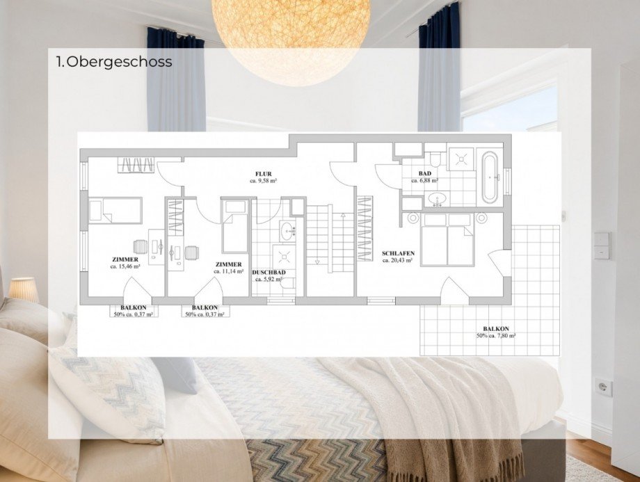 Grundriss Obergeschoss Etagenwohnung D�sseldorf