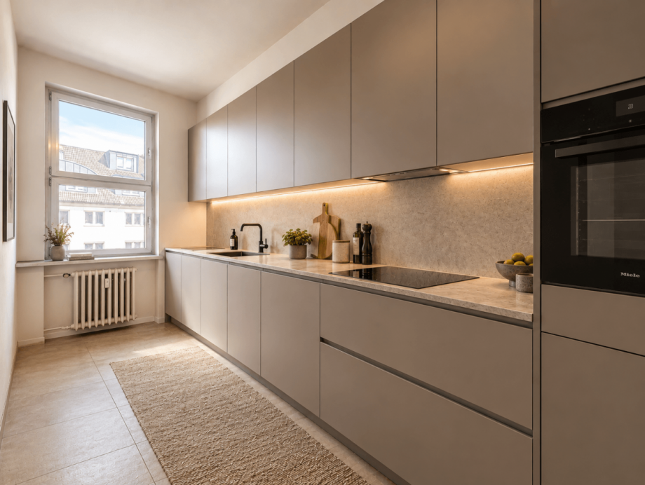 K�che - virtuell m�bliert Etagenwohnung D�sseldorf