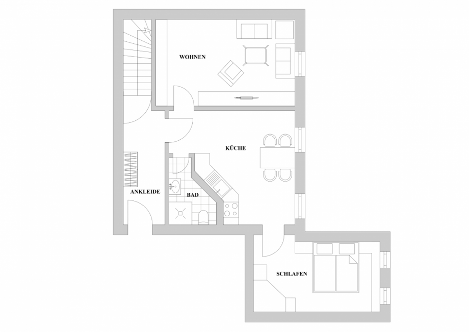 Grundriss 3. Obergeschoss / Einliegerwohnung Maisonettewohnung D�sseldorf