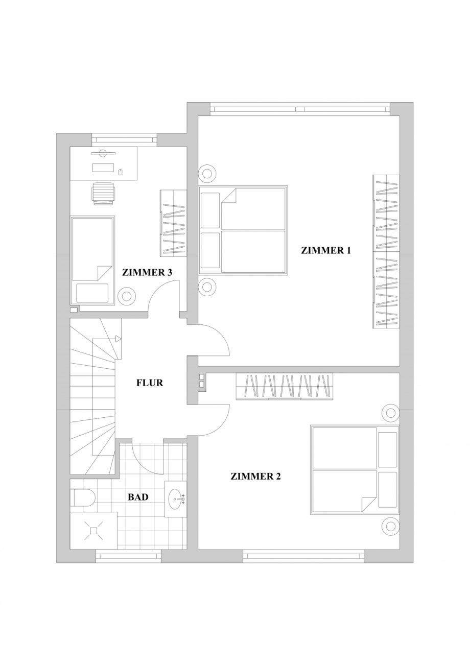 Obergeschoss -B 29 Reihenmittelhaus D�sseldorf