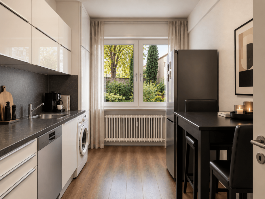 K�che mit Zugang zur Loggia (virtuell m�bliert) Wohnung D�sseldorf
