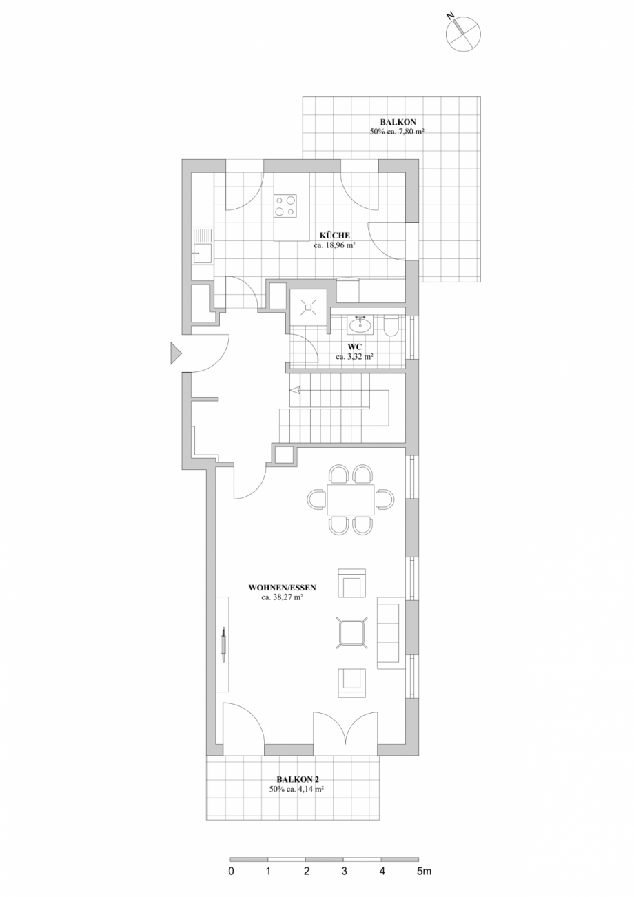 Grundriss 2. Obergeschoss Maisonettewohnung D�sseldorf