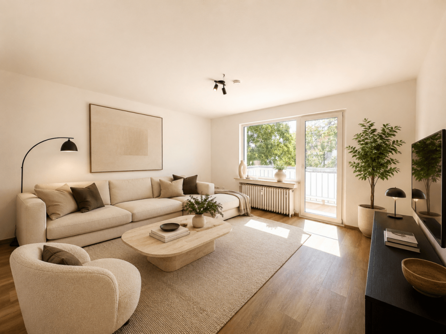 Wohnzimmer (virtuell mort) Etagenwohnung D�sseldorf