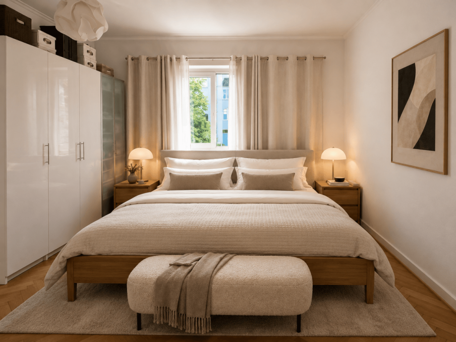 Schlafzimmer mit Bad en suite Etagenwohnung D�sseldorf