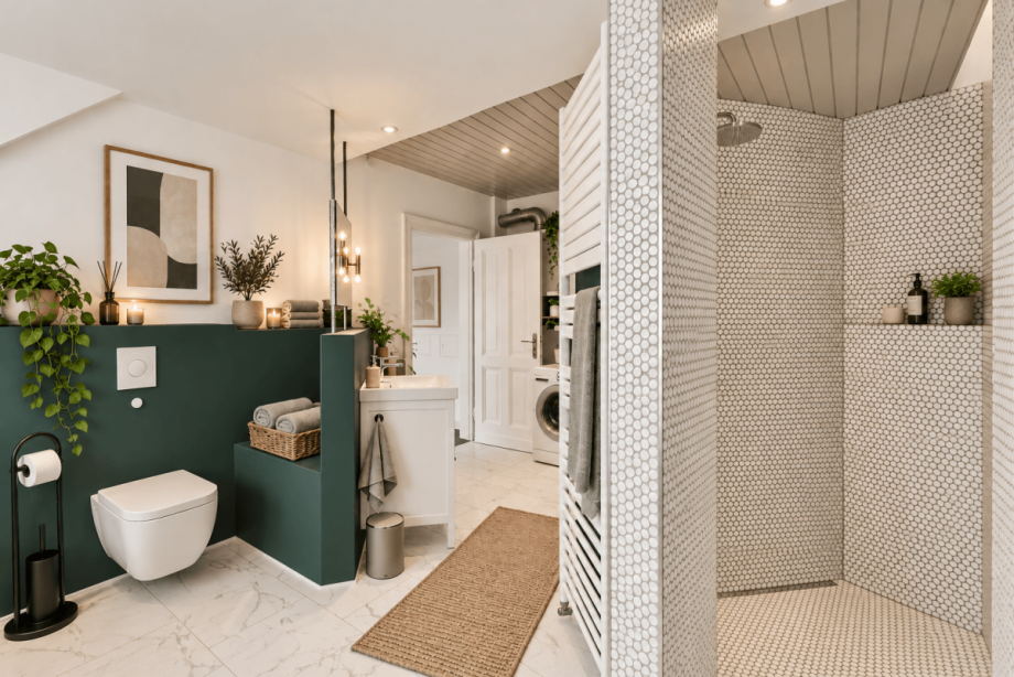 modernes Dusch- und Wannenbad Maisonettewohnung D�sseldorf
