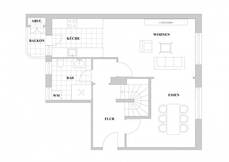 Grundriss obere Ebene Wohnung D�sseldorf