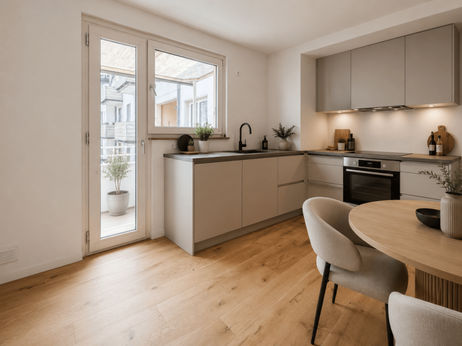 Einbauk�che (virtuell m�bliert) Etagenwohnung D�sseldorf